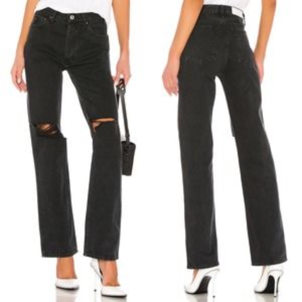 RE/DONE X Levis Black Distressed High-Rise Jeans